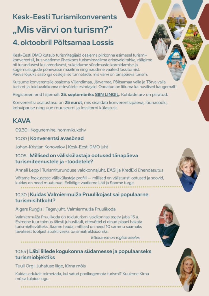 Kesk-Eesti Turismikonverentsi „Mis värvi on turism?“ kava