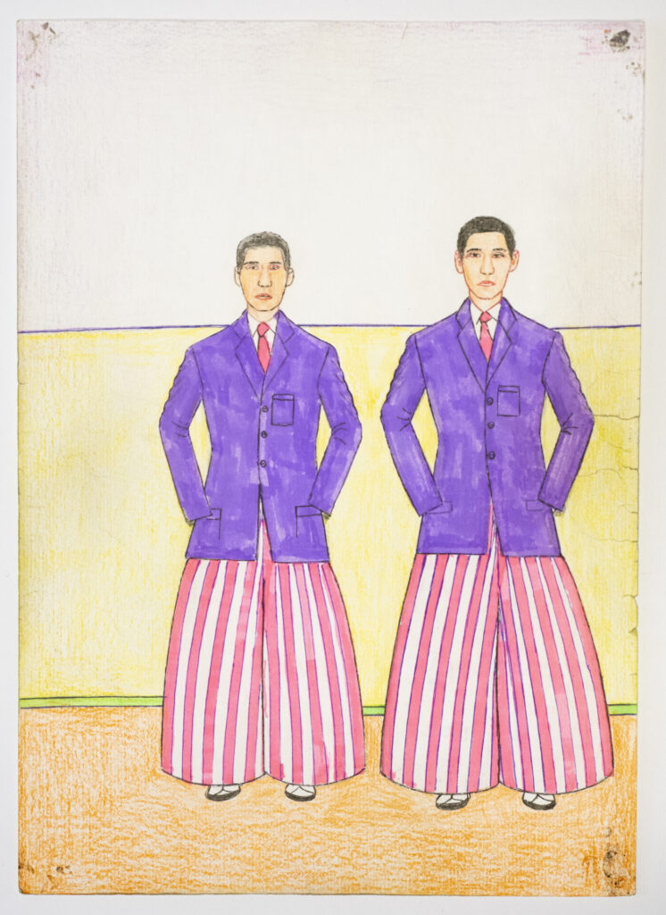 Edmunds Jaudzems. Autoportreed triibuliste pükstega. Kondase keskuse kogu.